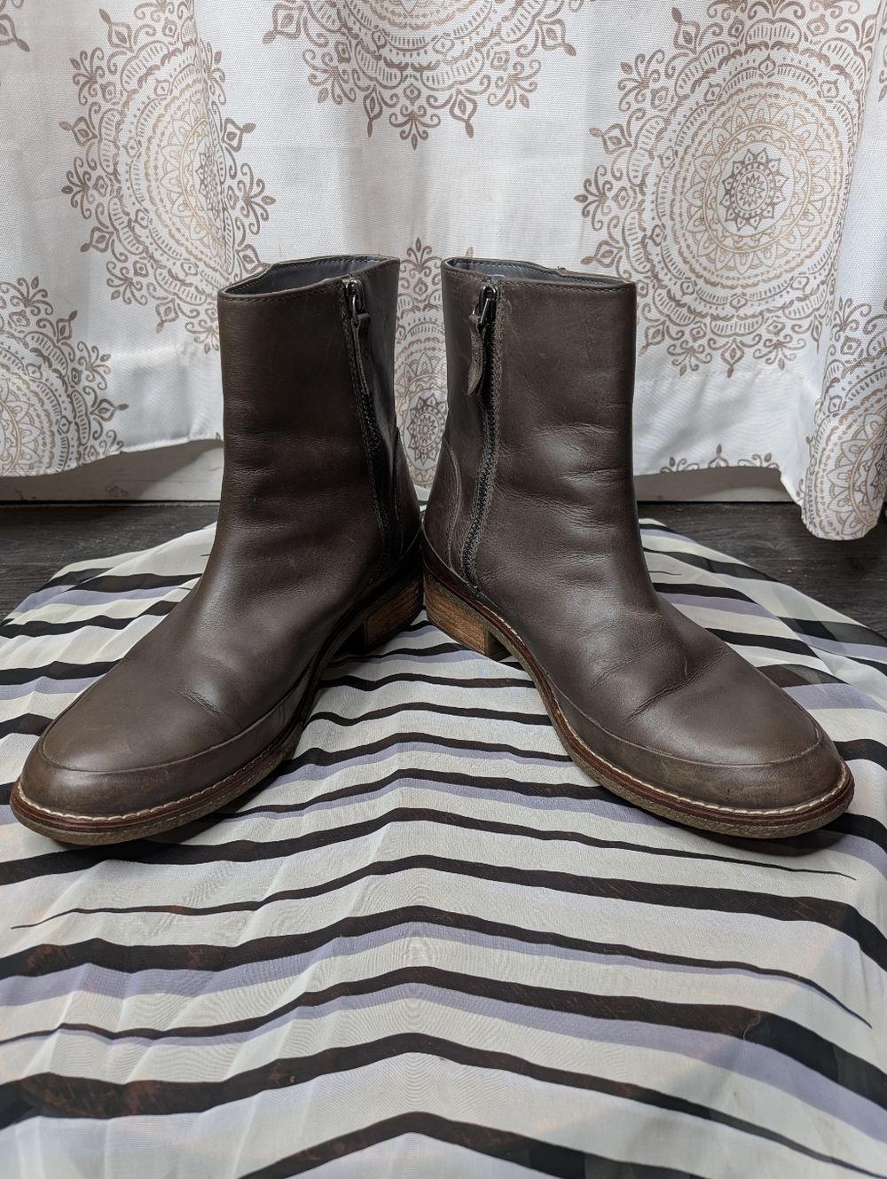 Sperry Women's Seaport Storm Mid Grey Leather Boots STS85470 Size 7.5